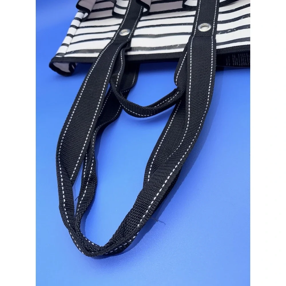 SCOUT Pocket Rocket Tote Oxford News Black White Stripe 6 Pocket NWT Zip Top